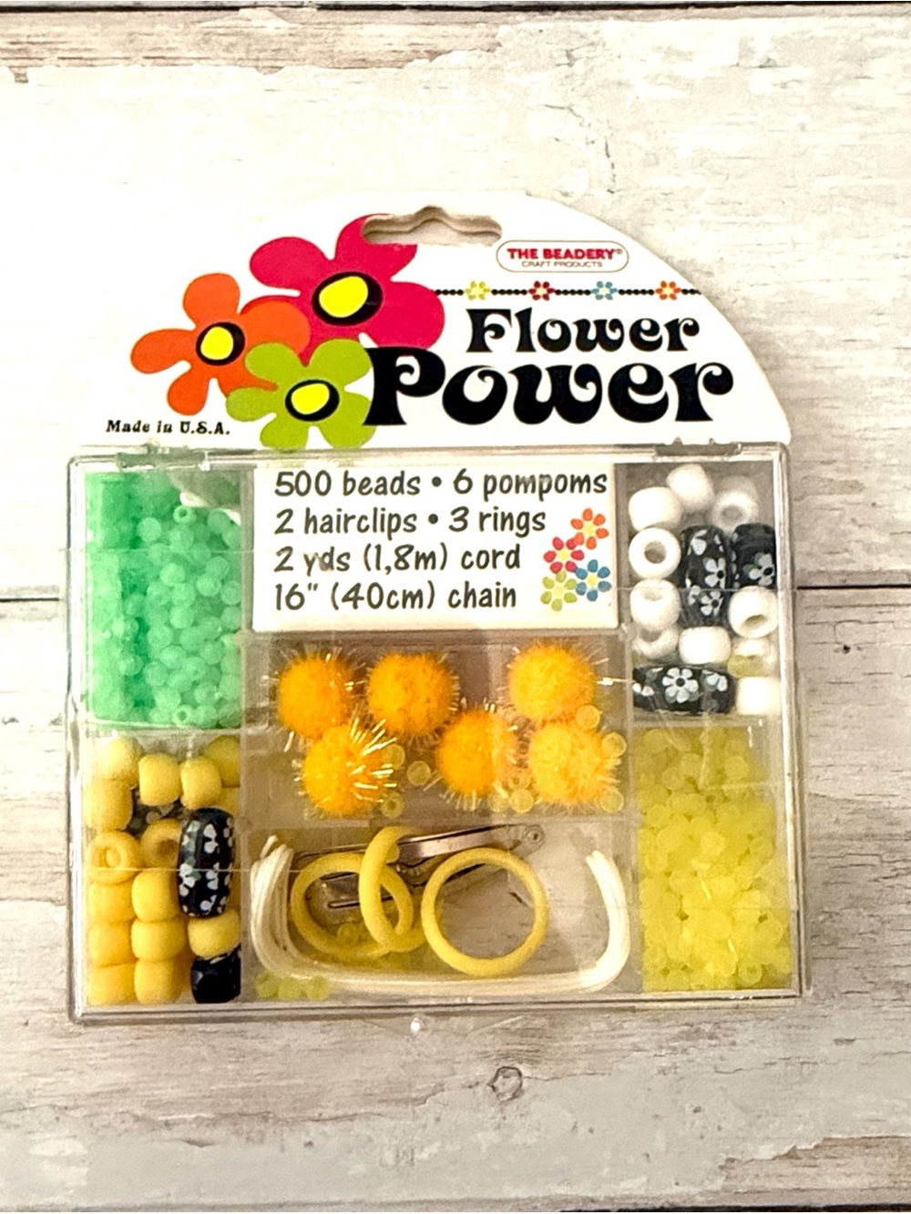 The Beadery Flower Power Jewelry Making Beads Hairclips Rings Set NEW